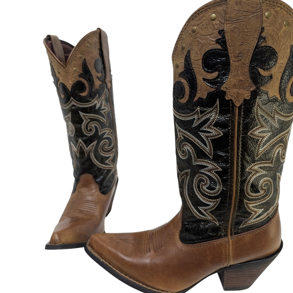 Durango Brown and Black Heeled Boots